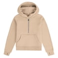 thumbnail image 3 of LNWUY Girls' Hoodies Fall Fleece Sweatshirts Half Zipper Pullover Crop Tops for Teen Girls Long Sleeve Sweater Thumb Hole Yellow 5 Years, 3 of 4