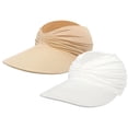 thumbnail image 2 of siminsem 2 Pack Women Sun Visor Hat UPF 50+ Wide Brim Lightweight Foldable Ponytail Summer Beach Hat Roll Up UV Protection Cap for Travel Swimming Pool, Beige,One Size, 2 of 9