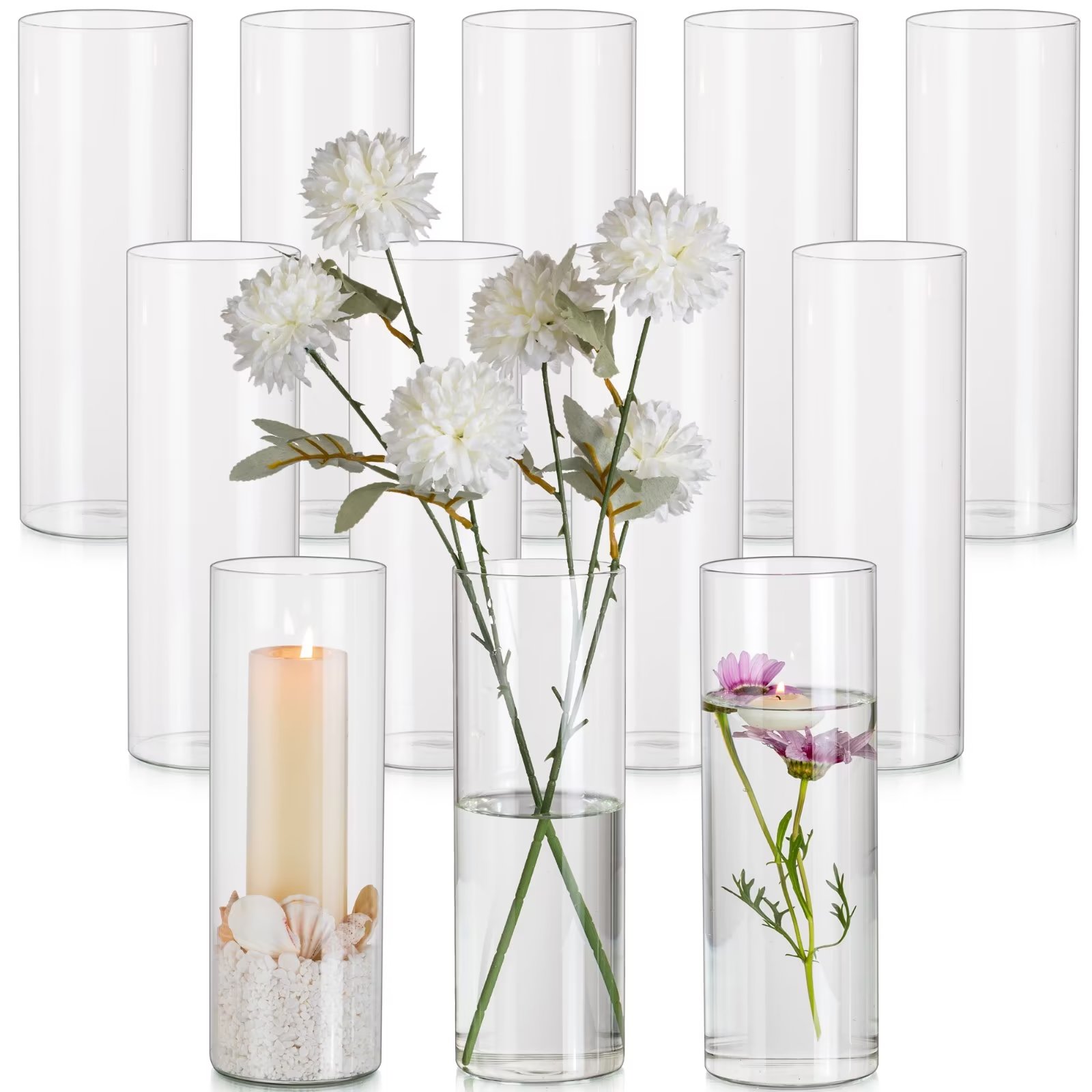 Tall Eiffel Tower Glass Vase Centerpiece, 12Inch, 24Count, Clear