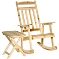 thumbnail image 1 of Outsunny Patio Wooden Rocking Chair with Table, Outdoor Rocker Set with High Back Armchair and Foldable Side Table for Backyard, Garden, Porch, Natural, 1 of 10