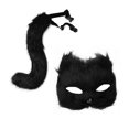 thumbnail image 4 of Máscara y cola de animal para fiestas, disfraces, clubes nocturnos, Halloween. Negro, 4 of 9