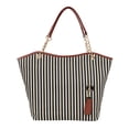 thumbnail image 5 of zttd chain shoulder canvas shopping stripe girl bag women shop tote tassels handbag bag a, 5 of 5
