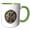 Green/White, variant on 3drose, Alluring Letter K. Round Rusty Metal Plate Nice Colorful Artsy Gift, 11oz Two-tone Blue Mug