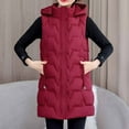thumbnail image 6 of MELDVDIB Womens Zipper Long Puffer Vest Coats Fall Winter Sleeveless Hooded Jackets Warm Padded Light Weight Outwear with Pockets, 6 of 8