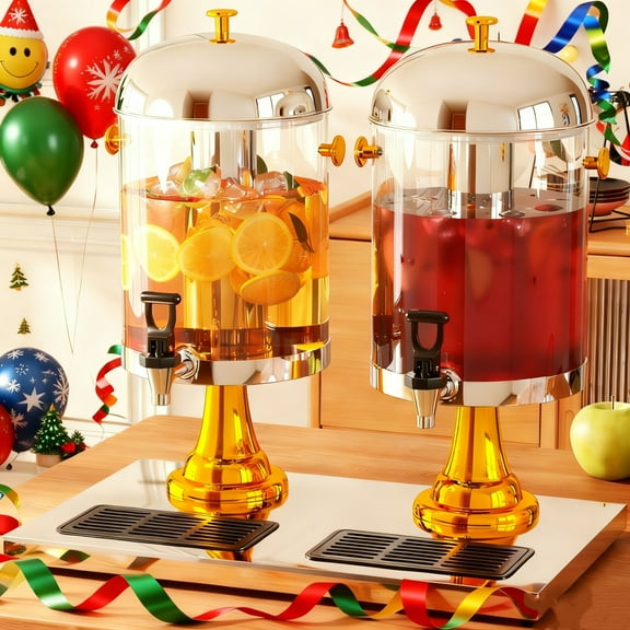 Gomok 4.4 Gallon Stainless Steel Beverage Dispenser with Stand – Juice and Punch Dispenser with Ice Core and Spigot