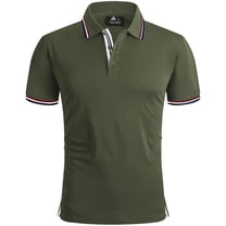 Geeksport Polo Shirts for Men Short Sleeve Solid Color Causal Collared Golf Tennis T-Shirt Men's Golf Polo Shirts Business Polo Shirts Army Green L