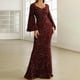 thumbnail image 5 of Vestido de noche, vestido ajustado de lentejuelas con mangas acampanadas., 5 of 5