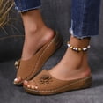 thumbnail image 2 of Slippers for Women,Stylish Opentoe Wedges With Leather Top And Flower Slippers Are Comfortable Shoes With Temperament,Womens Slippers,Brown,9.5, 2 of 9