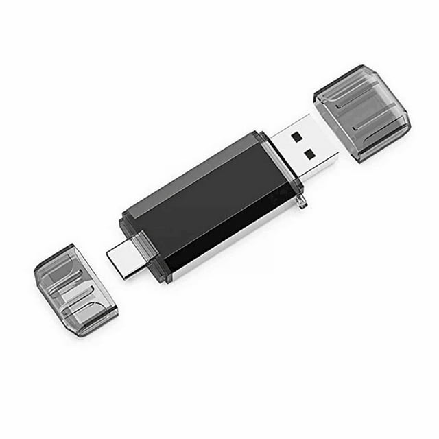 Dual Port USB C Flash Drive - 64GB Storage, USB 3.0 & Type C Compatibility - Metal-Plastic Thumb Drive for Data Transfer