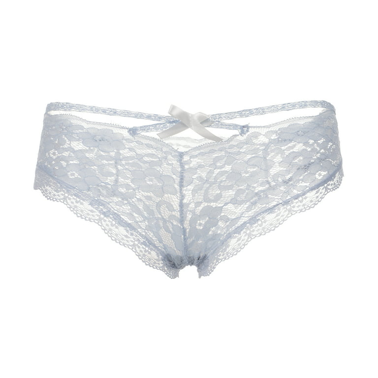 KelaJuan Women Embroidery Lace-up Lingerie Panties, Tight Low Waist  See-through Hollow Short Pants