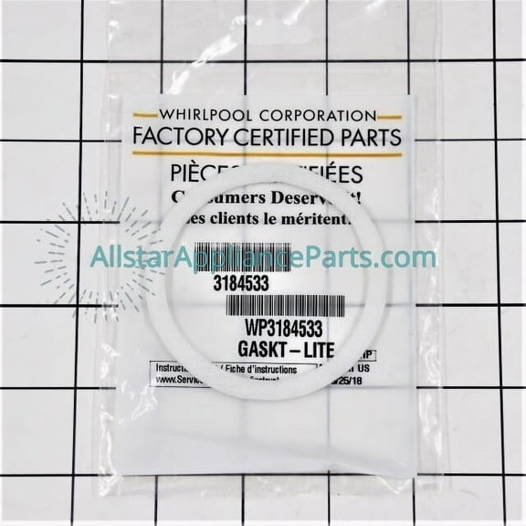 Whirlpool Range/Stove/Oven Light Lens Gasket WP3184533