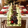 thumbnail image 2 of SLYNSHome Christmas Poinsettia Table Runner, Red Black Plaid Border Table Flag, Winter Holiday Tablecloth for Dining Room Kitchen Home Party Decor, 2 of 6