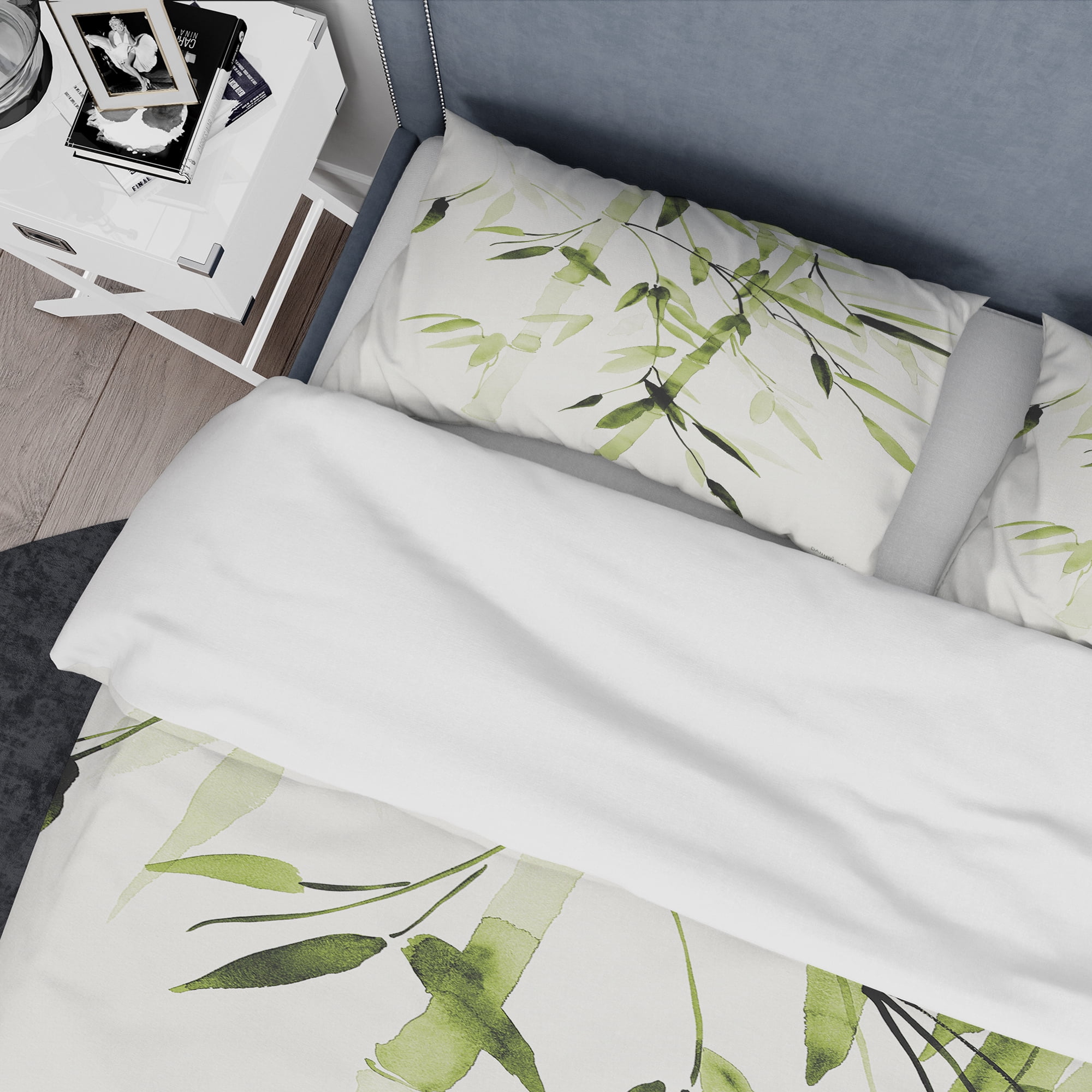Designart 'Simplist Bamboo Leaves II' Cottage Duvet Cover Set