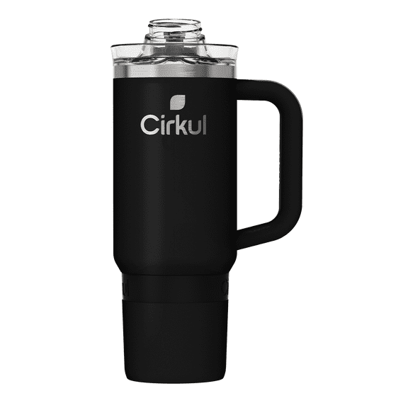 Cirkul 30oz Travel StrawSip Double-Wall Insulated Stainless Steel Tumbler with Handle, Carbonite (Black)