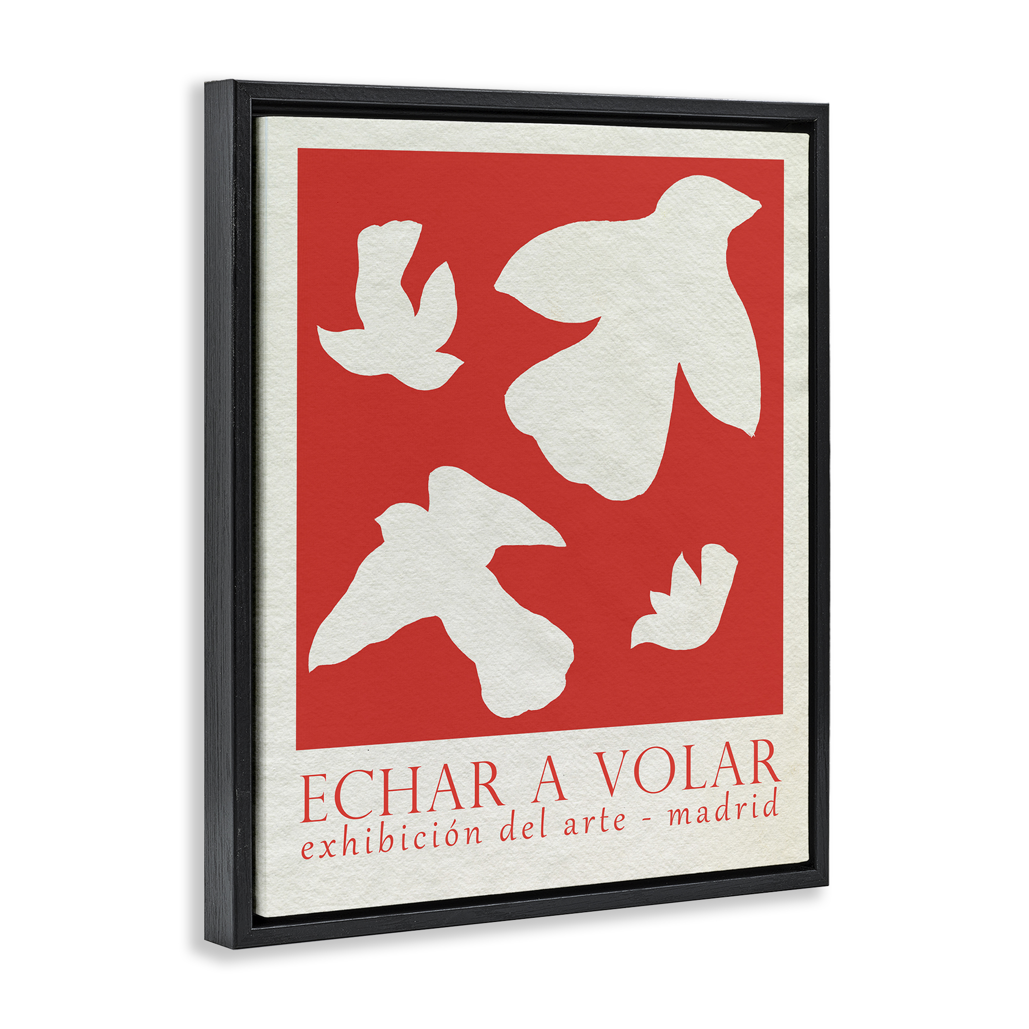 Stupell Industries Classic Exhibition Red Birds Typography Painting Black Floater Framed Canvas Art Print Wall Art, 17 x 21