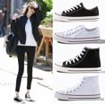 thumbnail image 5 of Women’s Canvas Low Top Sneaker Lace-up Classic Casual Shoes Black and White, 5 of 5