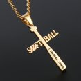 thumbnail image 4 of HZMAN Softball Bat Cross Pendant, I CAN DO ALL THINGS STRENGTH Bible Verse Stainless Steel Necklace, 4 of 8