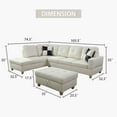 thumbnail image 4 of DOMETOUR Faux Leather Sofa Set For Living Room, Sectional Couches L Shaped Couch Living Room Furniture, Modular Sectional Sofa Set with Storage Ottoman for Apartment, 3-Piece Sofa White, 4 of 7