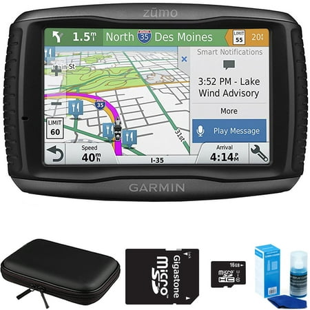 Garmin Zumo 595LM Motorcycle GPS Navigator Bundle includes GPS, PocketPro XL Hardshell Case, MicroSD HC 16GB C10 U1 With SD Adapter and Screen (Best Garmin Nuvi For Motorcycle)
