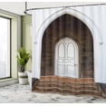 thumbnail image 4 of Ambesonne Old Doors Print Shower Curtain, White Wooden Gate, 69"Wx75"L, Brown Off White and Taupe, 4 of 4