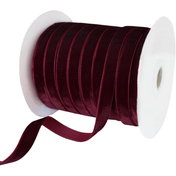 Manss Velvet Ribbon, 5/8 inch 25 Yards Vintage Velvet Ribbon for Choker Gift Wrapping Flower Bouquet, Burgundy