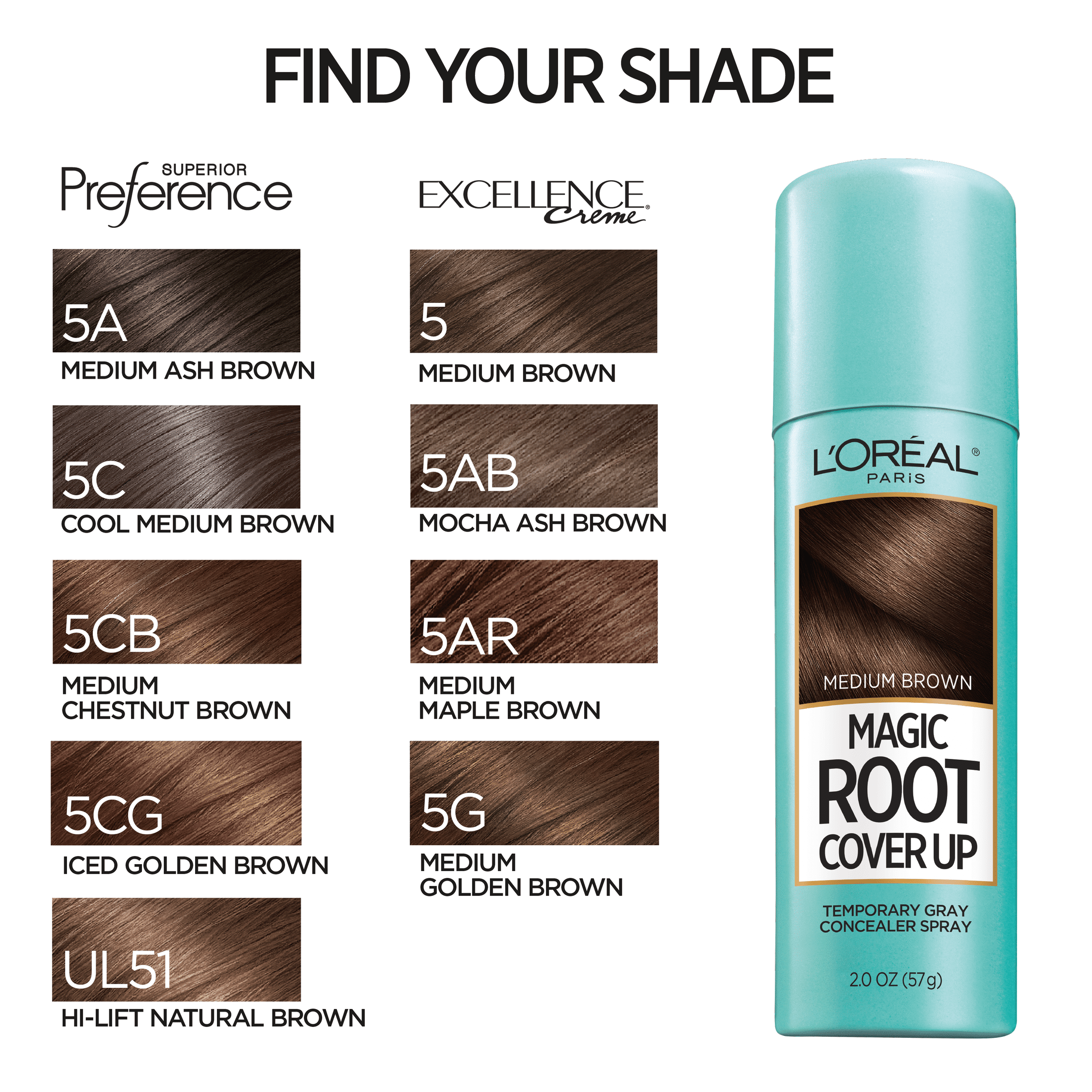 L'Oreal Paris Superior Preference Permanent Hair Color + Magic Root Cover Up Set, Medium Brown