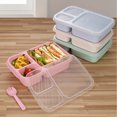 thumbnail image 5 of Fmbmuo Lunch Box for Women Stackable Reusable Plastic Green Bento Box, 3-Compartment Leakproof Food/Fruit Storage Containers Freezer, Oven Safe, 5 of 5
