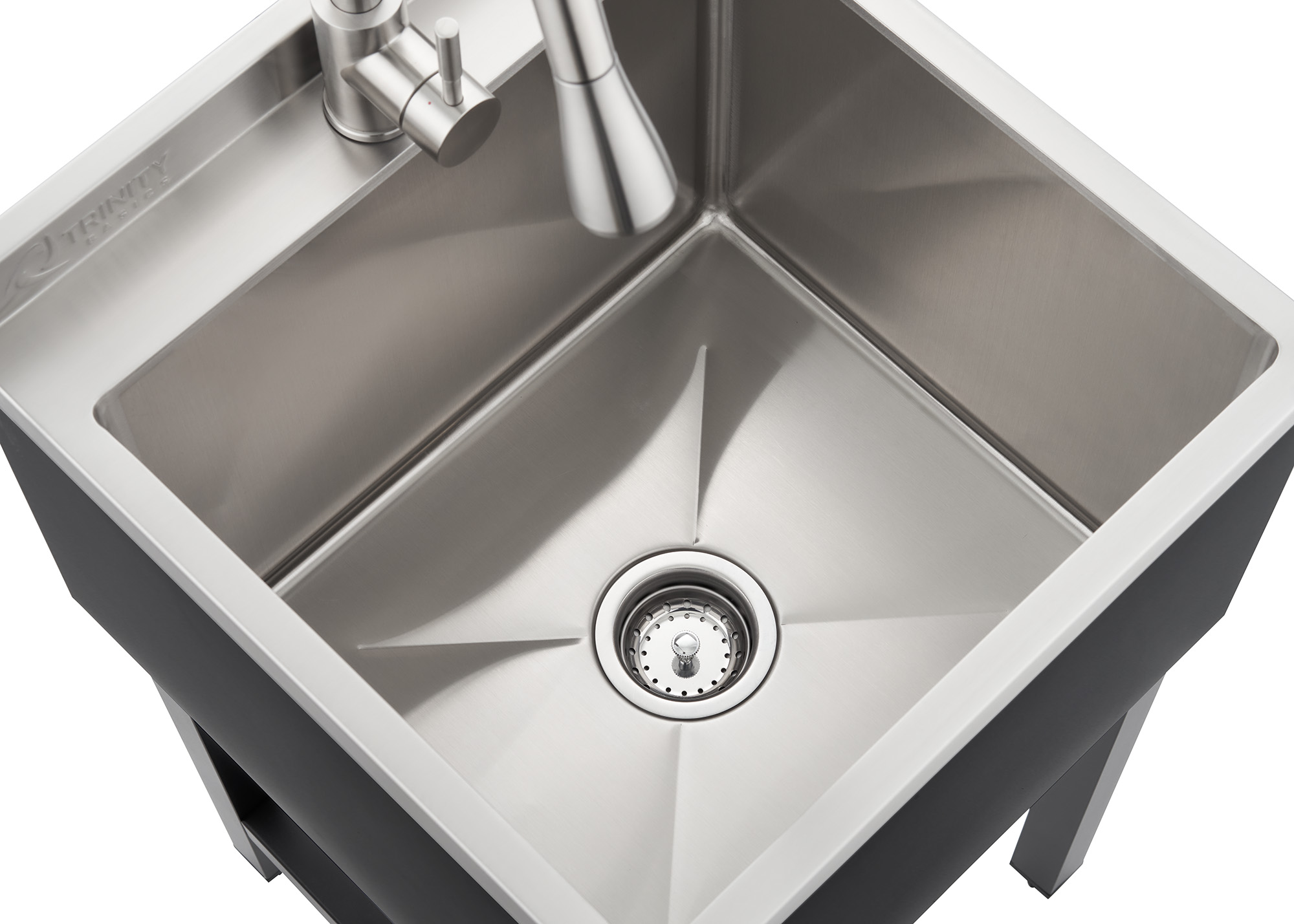 TRINITY BASICS | 18x16x13 Basin | Stainless Steel Utility Sink | NSF | w/ Pull-Out Faucet | Black