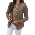 thumbnail image 1 of Paille Women Button Down Blazers Casual Slim Fit Long Sleeve Outwear Work Office Business Jackets Khaki L, 1 of 2