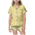thumbnail image 1 of Ensemble de Pyjamas en Satin pour Garçons Manches Courtes Imprimées Pyjamas Boutonnés Ensemble de Pyjamas Décontractés Pyjamas pour Filles Garçons Filles Mode, 1 of 5