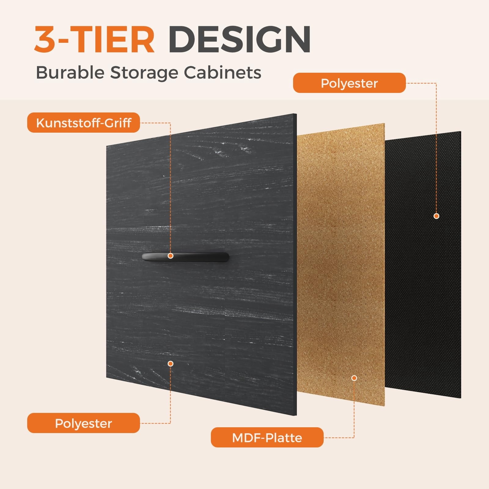 Telyra 8-Drawer Fabric Dresser Tall Storage Tower with Wood Top and Steel Frame Bedroom Closet Organizer, Black Wood Grain