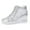Silver, variant on Women Wedge Platform Sneakers Rubber Brogue Leather Increasing Lace Shoes Platform Wedge Floral Sneakers Mesh Shoes for Women Breathable Slip On Walking Shoes Hidden High Heels Shoes