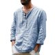 thumbnail image 1 of Camisetas de manga larga con cuello en V para hombre: mezcla de algodón, diseño elegante con costuras, fáciles de combinar con pantalones cortos/vaqueros, ideales para uso informal/diario, tallas S, 1 of 5