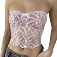 thumbnail image 1 of Parte Superior Del Tubo Top bandeau con lazo de encaje Y2k Ygjytge para Mujer Blanco T S, 1 of 9