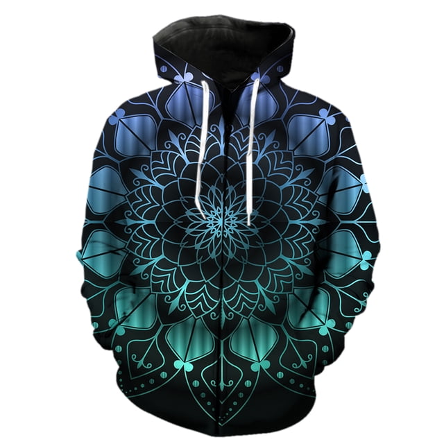 Sudadera con capucha y cremallera Mandala para hombre, estilo hip hop, divertida, primavera 2024, gran oferta, sudaderas con estampado 3D, moda informal, unisex.