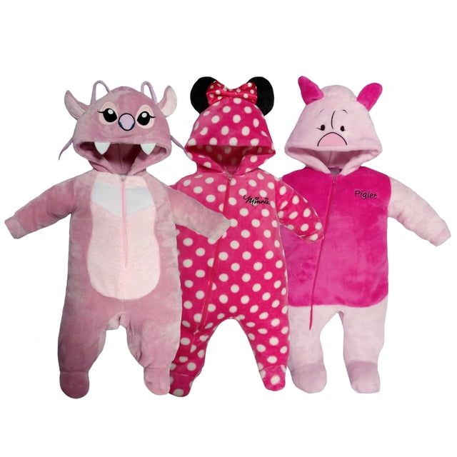 Paquete 3 Mamelucos Kiss Disney Algel Minnie bolitas Piglet Talla 6 meses Pijamas