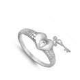 thumbnail image 4 of Heart Lock and Key Purity Promise Ring .925 Sterling Silver Band Jewelry Female Male Unisex Size 8, 4 of 4