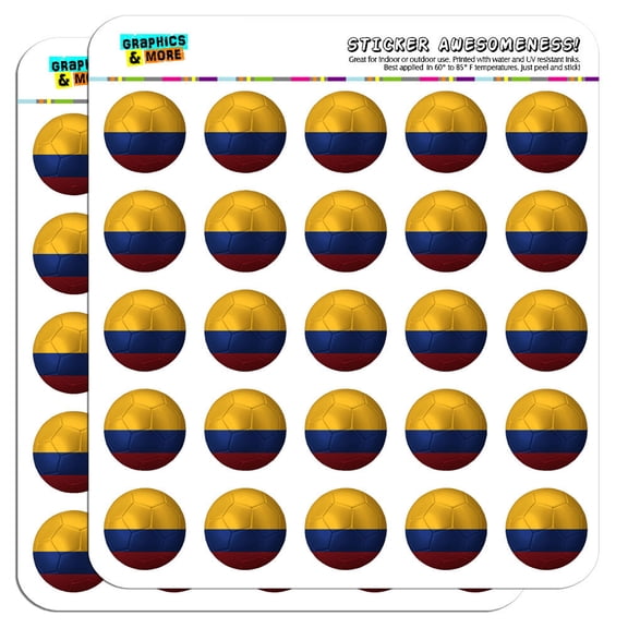 Colombia Flag Soccer Ball Futbol Football 1" Scrapbooking Crafting Stickers