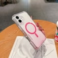 thumbnail image 5 of For iPhone 16 Plus Magnetic Clear Phone Case,Two-color Gradient Design,Compatible with Mag-Safe,3-in-1 Heavy Duty Shockproof Military Drop Protection Transparent Phone Case,Gradient Pink, 5 of 10