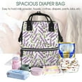 thumbnail image 4 of Yiaed Lavender Flowers Print Multi-Function Travel Backpack Nappy Bags, Nursing Bag, Fashion Mummy, Roomy Waterproof for Baby Care, Stylish and Durable, 4 of 5