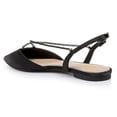 thumbnail image 3 of FSJ Women Closed Pointed Toe Rhinestone Strappy Slingback Flats Adjustable Buckle Sandals Comfortable Dress Shoes Size 9 Black, 3 of 5
