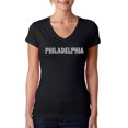 thumbnail image 1 of LA Pop Art Women's Word Art V-Neck T-Shirt - PHILADELPHIA NEIGHBORHOODS, 1 of 2