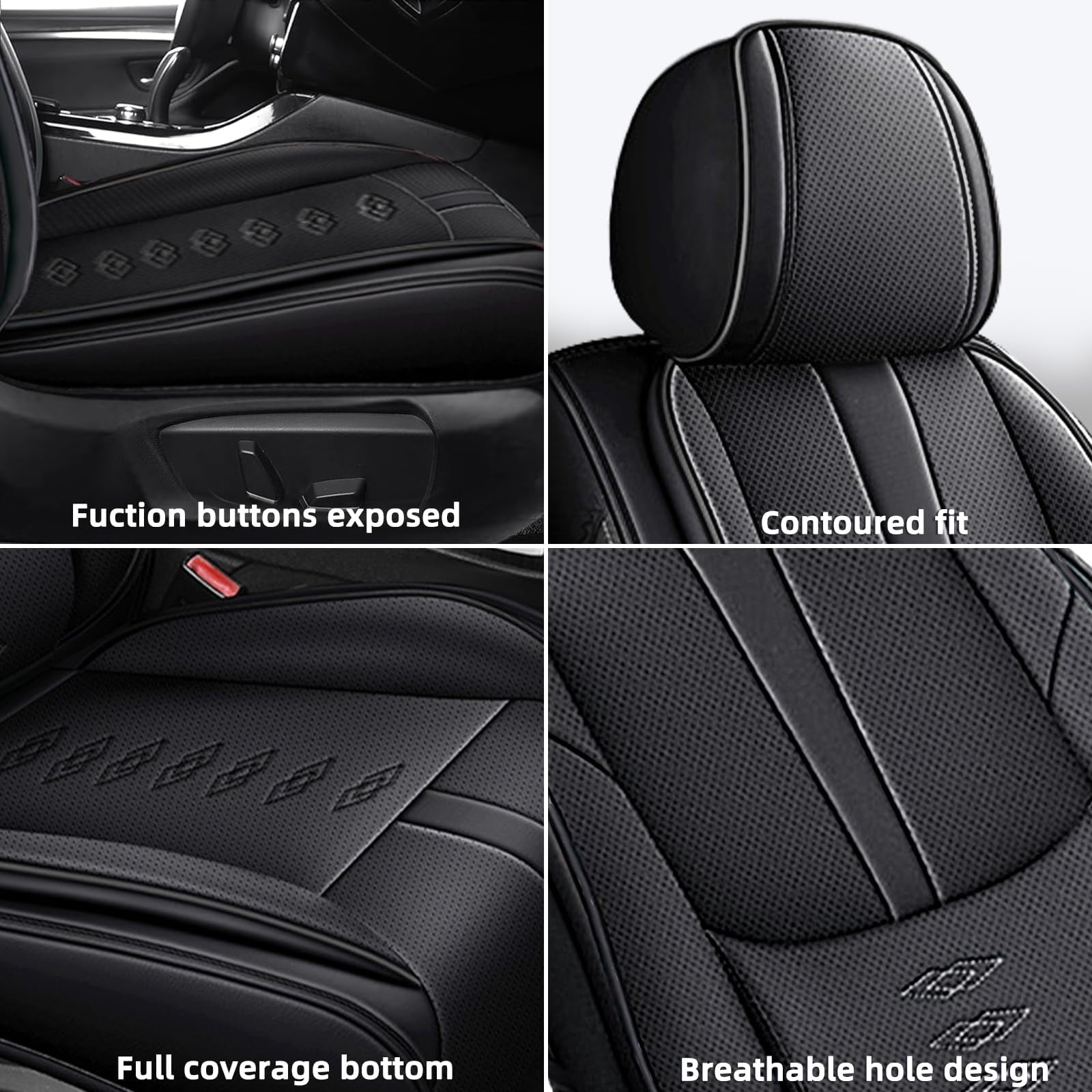 Leather Seat Covers for Hyundai Most 98% Cars SUVs,Premium Car Seat Covers Full Set,Waterproof Car Seat Protectors with Airbag,Comfort Interior Cover Seats for Cars(Black)