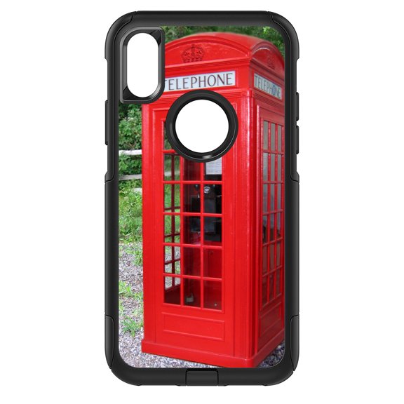 DistinctInk Custom SKIN / DECAL compatible with OtterBox Commuter for iPhone XR (6.1" Screen) - Red London Phone Booth