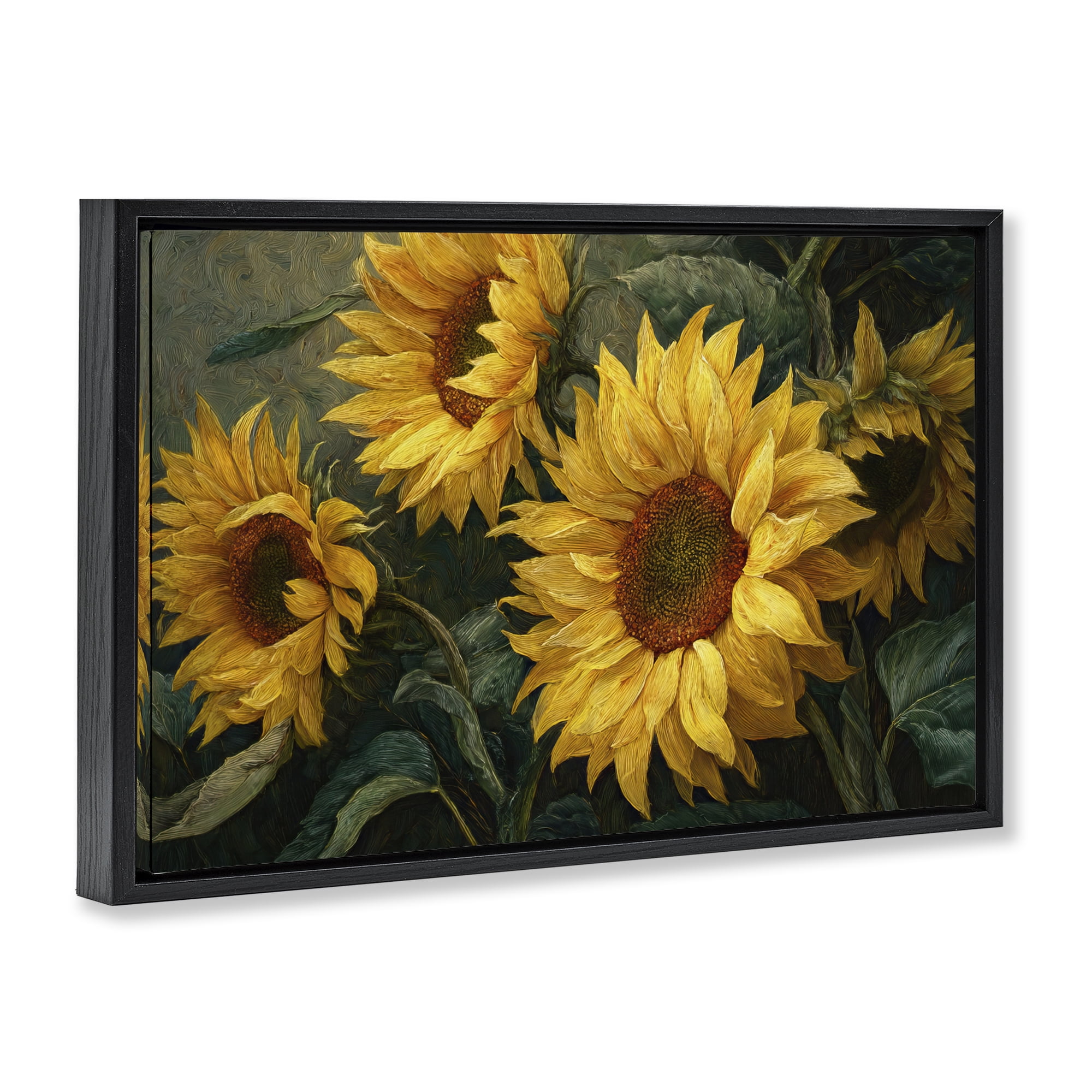 Stupell Industries Sunflowers For The Soul Black Framed Floater Canvas Wall Art, design by Tina LeCour