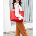 thumbnail image 2 of Dreubea Bolso de hombro de piel sintética suave para mujer, bolso de mano con borlas de gran capacidad, 2 of 5