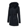 thumbnail image 4 of Women Long Quilted Coat Hooded Maxi Length Long Sleeve Puffer Jacket Women's Fashion Solid Color Casual Zipper Winter Hooded Stand Sports Long Sleeve Parkas Deal of The Week Blue XXL, 4 of 7