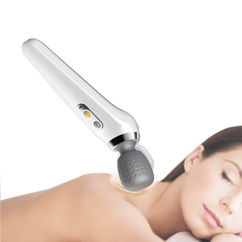 Powerful Wand Massager - Personal & Cordless Massager for Muscles Handheld Deep Tissue with Flexible Head, Travel Lock Mode, Curved Hand Design (White)