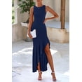 thumbnail image 3 of Vestido largo PRETTYGARDEN para mujer, verano 2025, con volantes, azul marino, 3 of 9