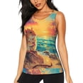 thumbnail image 1 of Balery Island Beach Guinea Pig Camiseta sin mangas estampada ligera para mujer, tops de entrenamiento sin mangas, camisetas de yoga transpirables de secado rápido.-X-Large, 1 of 7
